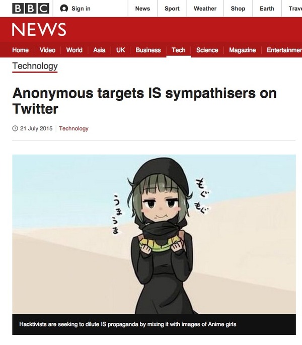 アノニマス、日本のアニメキャラ「ISISちゃん」をイスラム国に大量に送りつけるに関連した画像-03