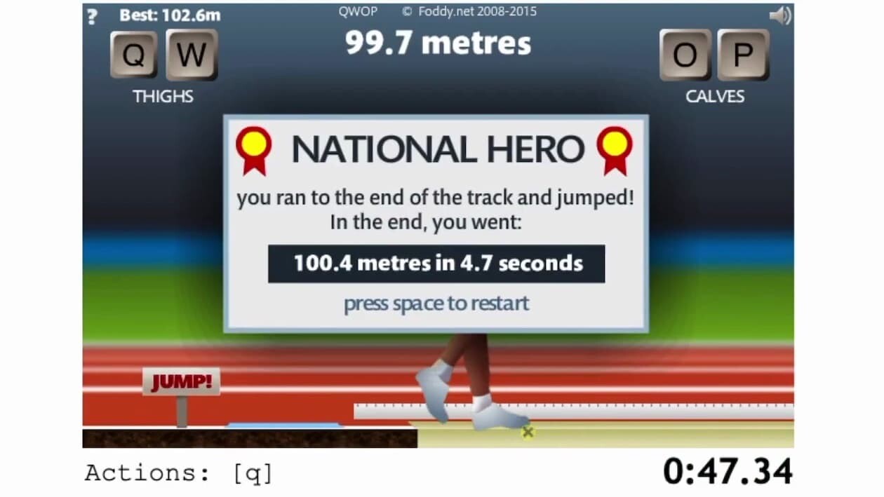 人工知能　AI　QWOP　スピードラン